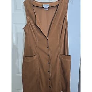 VTG Miss Dorby Women's 12 Faux Brown Suede Jumper Dress Retro Boho Hippie